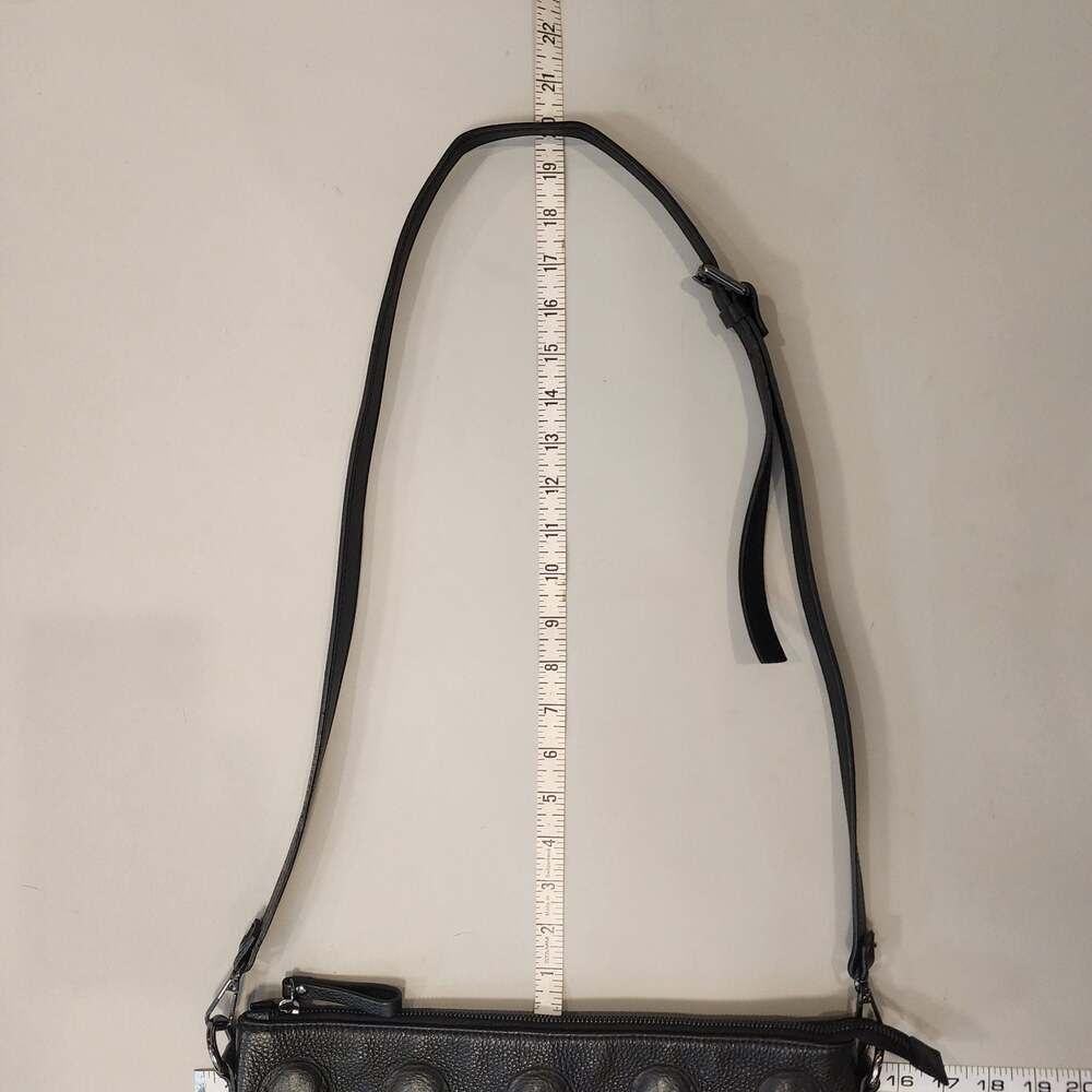 IO Pelle Italia Black Pebbled Leather 3D Embossed Skulls Crossbody Bag - Picture 3 of 7